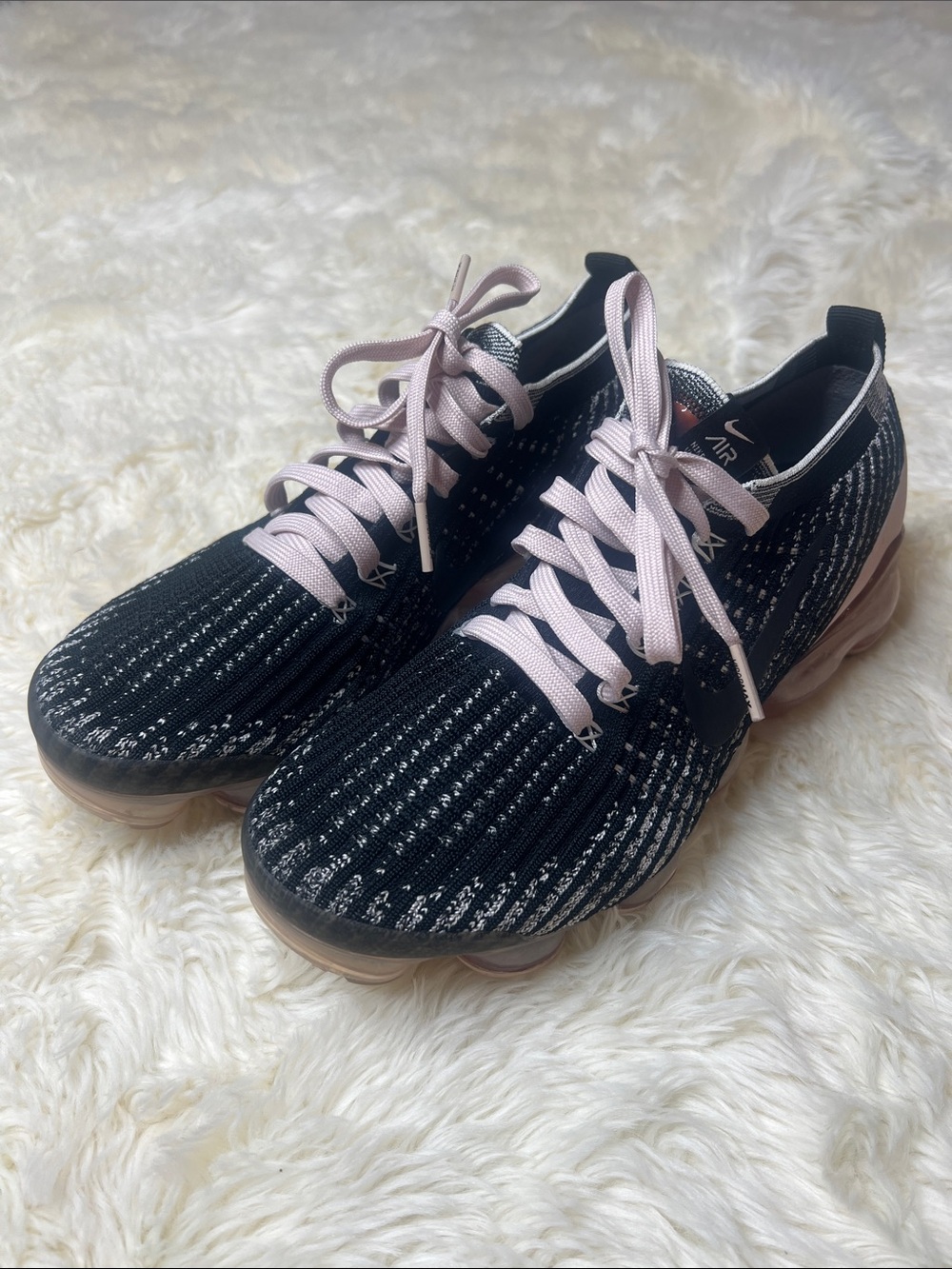 Nike Women’s Flyknit VaporMax Sneakers - Black with Light Pink
